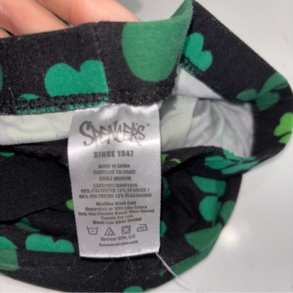 Women's Black Clover Print Leggings Stretchy - Size Medium - Picture 5 of 5